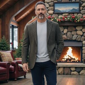 Men's Lands end Vintage Wool Houndstooth Sport Coat Men's Medium Tall Thinsulate